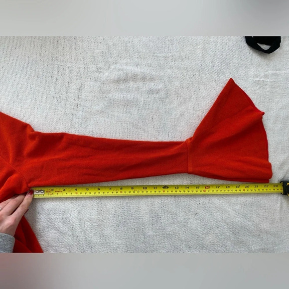 FREE People 70’s Orange Deep V Bell Sleeve Mini Dress Size S - Picture 8 of 12